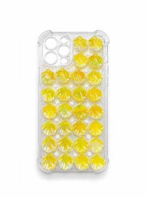 ELLISE "Sol Sirena" Yellow Iridescent Shells & Glitter Clear Case