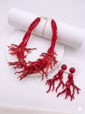 "Amphitrite" Red Coral Statement Jewelry Set