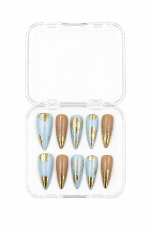 Golden Serenity  Handmade Gold Foil Press-On Nails