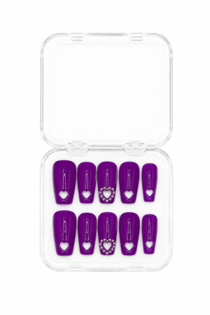 Violet Heart Luxe  Handmade Heart Cut-Out Press-On Nails