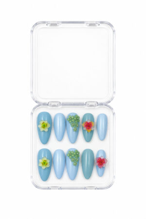 Blue Blossom Vineyard  Handmade Floral Press-On Nails