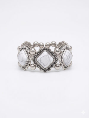 Marble Grace Bracelet  White & Silver Bracelet  Ellise