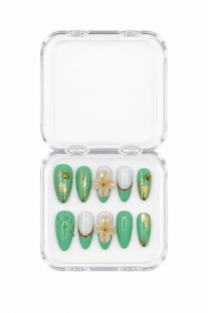 Mint Blossom Luxe | Handmade Floral Press-On Nails