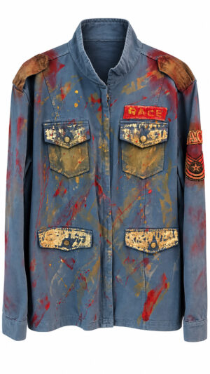 ELLISE Dusty Blue & Crimson Red Jacket